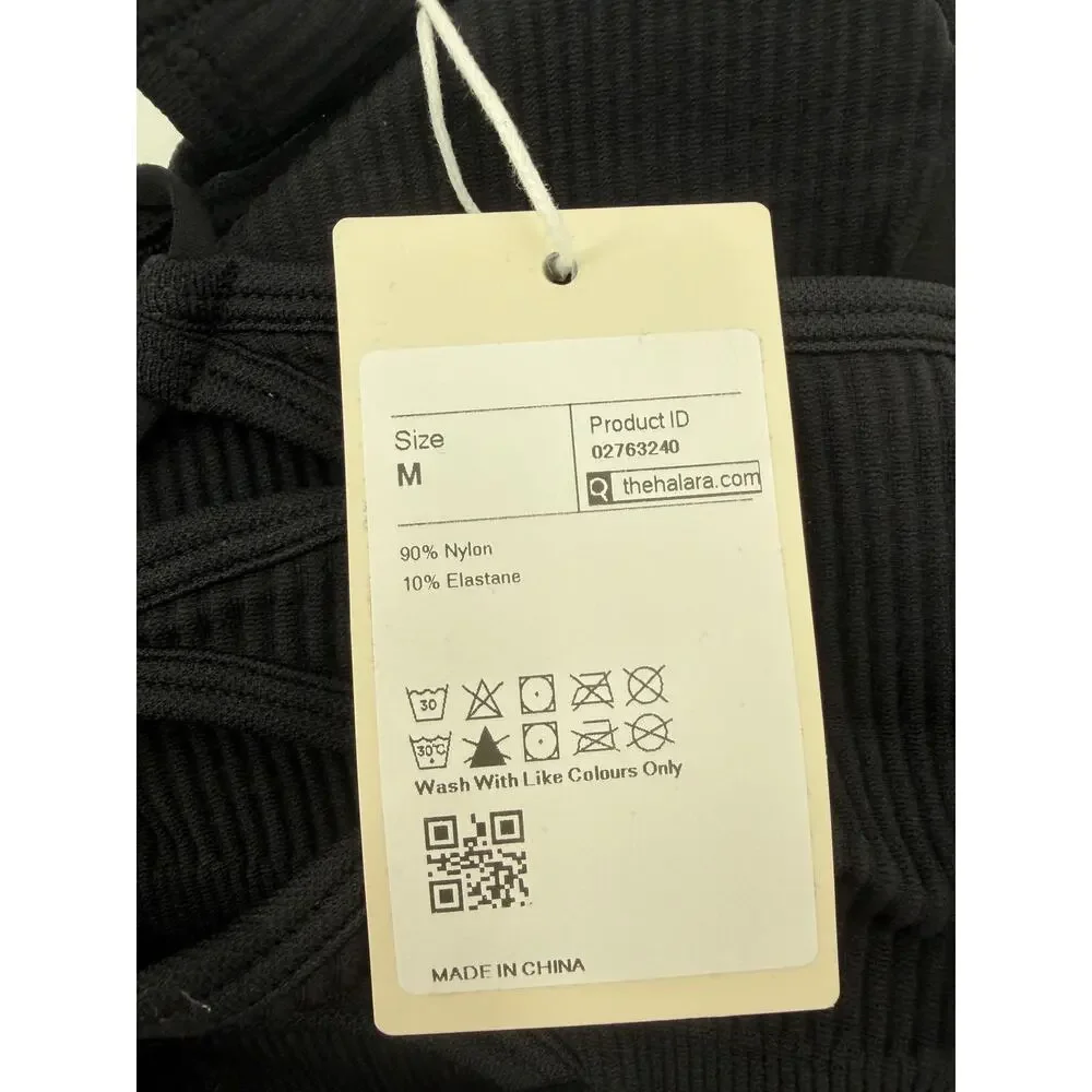 HALARA Sports Bra Size M Classic Black Criss Cross Tie Back Open Straps NEW - Picture 5 of 6